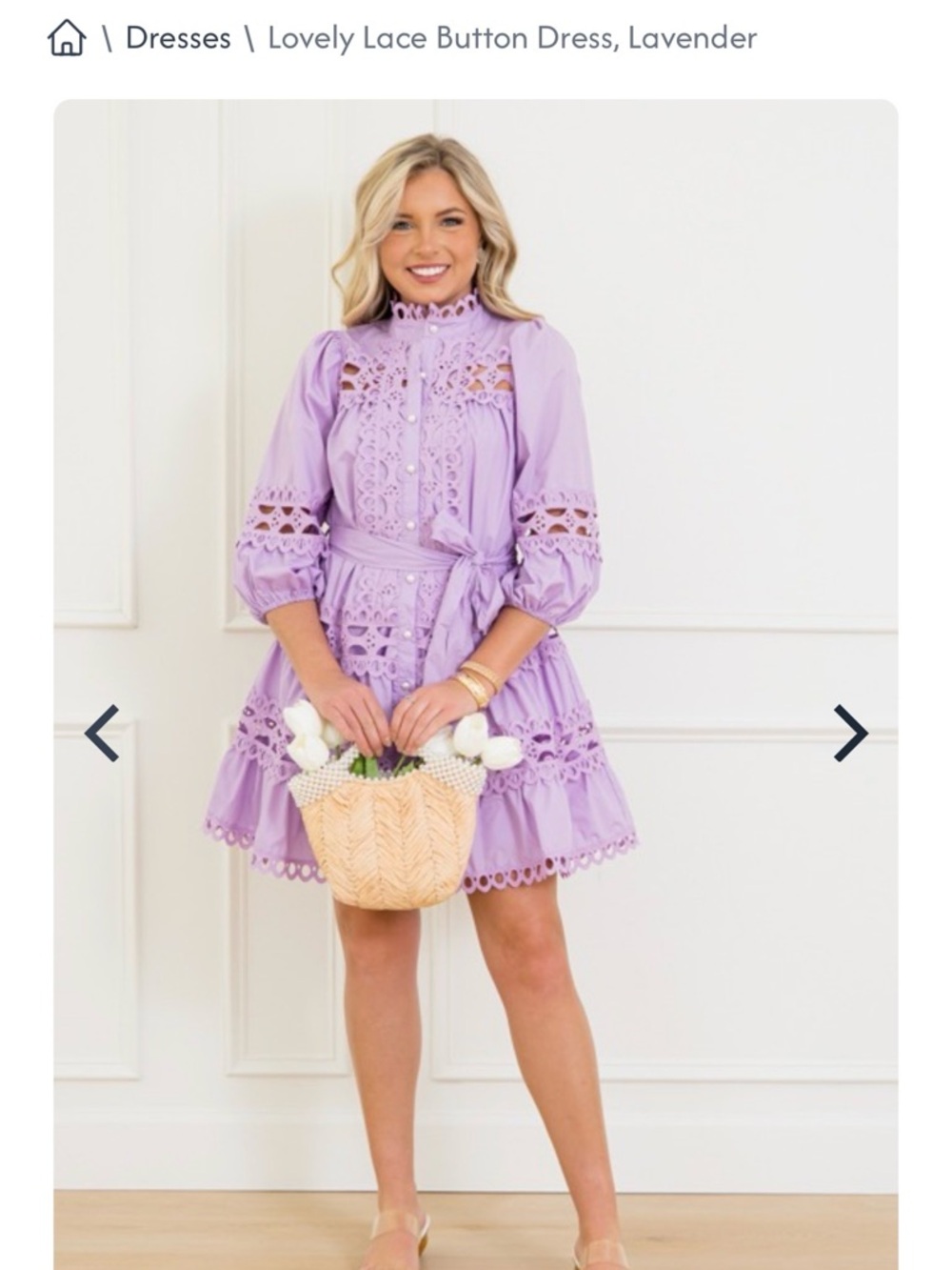 SOLD LOCALLY ENTRO Lavender Lace Button Mini Dress